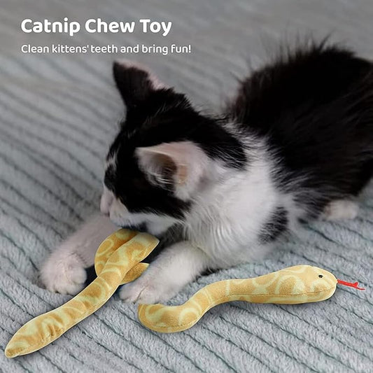 YUDANSI Cat Catnip Snake Toys for Indoor Cats, Snaky Toy 2 Pack for Kitten Play, Soft Plush Toy for Kitty Kicking Chewing and Teeth Cleaning, Interactive Colorful Simulation Toy for Pets Indoor