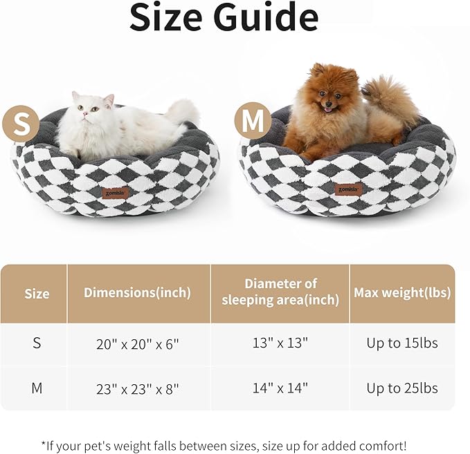 Cat Beds for Indoor Cats, Cute Donut Kitten Beds for Small Dog, Round Plush Bed for Puppy and Large Cats, Anti-Slip Bottom, Grey