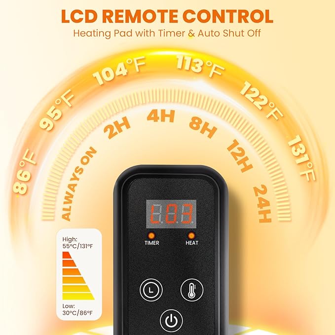 Indoor Heated Cat House, Adjustable Temperature Cat Heating Bed with Timer and Chew Resistant Cord, Large Cat House with Heating Pad for Small Medium and Large Cats