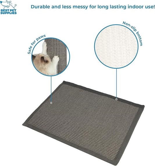 Best Pet Supplies Cat Scratchers for Indoor Cats - Interactive Hanging Log & Mat, Supports Natural Behaviors, Heavy Duty, Gray