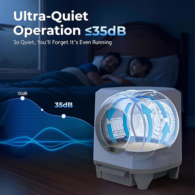 Self Cleaning Litter Box, Large Capacity Automatic Cat Litter Box with APP Control, Safety Sensors, Built-in Deodorizing Scent Box, and 1 Roll Garbage Bags ,White