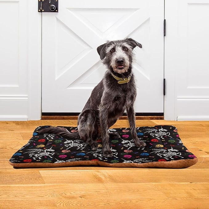 Gothic Unicorn Skeleton Skull Pet Bed Cute Dog Bed Mat Absorbing Non Slip Pad Pet Sleeping Mat for Small, Medium, and Large Dogs Puppy Cat 24 in x 18 in