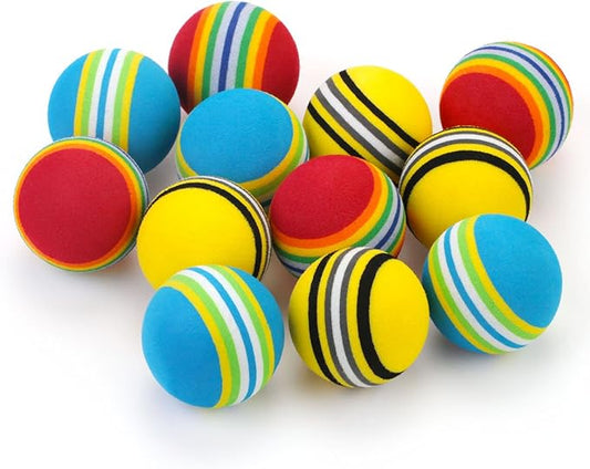 CHIWAVA 45 Pack 1.7'' Foam Cat Toys Ball Rainbow Color Balls Kitten Activity Chases Quiet Play Mix Color