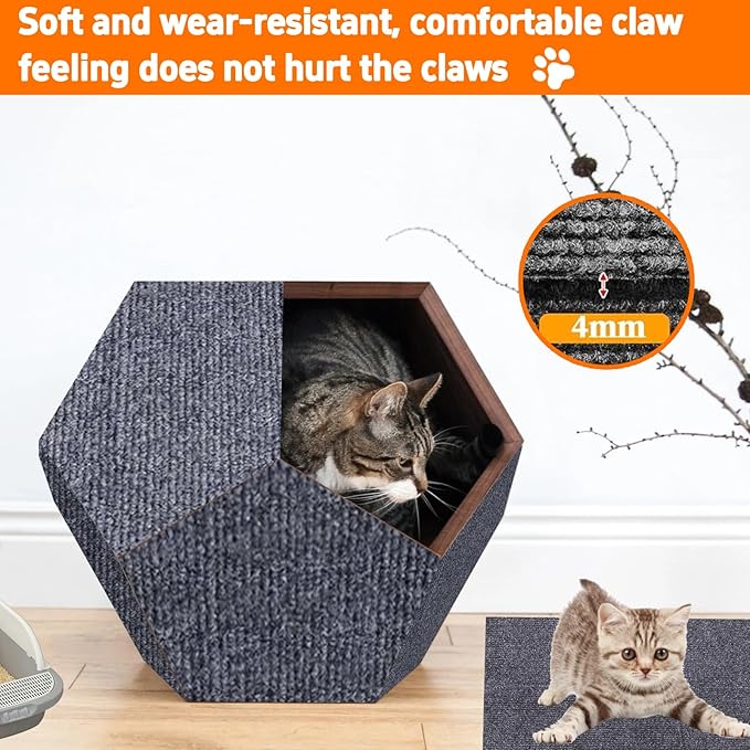 Cat Scratching Mat, Self-Adhesive Cat Scratching Carpet, Trimmable at Scratch Furniture Protector for Cat Tree Shelves, Cat Scratching Post Couch Protector (2PCS, 100 * 40CM, Grey)