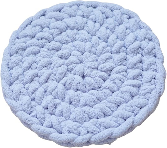 Cat Knitted Bed Mat, Extra-Soft Washable Warm Round Pads Cushions for Indoor Kittens, Cat Trees Towers, Perfect for Kneading and Sleeping (Blue,Large)