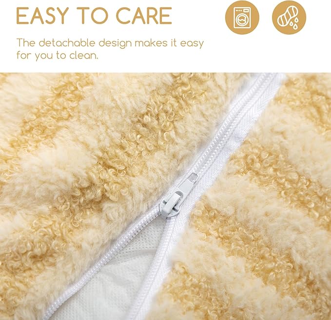 Hollypet Cat Bed Fluffy Plush Mutifuctional Double-Layer Soft Pet Couch Orthopedic Sofa Nest Beds for Small Cats and Dogs, Yellow (21x15x8 inch)