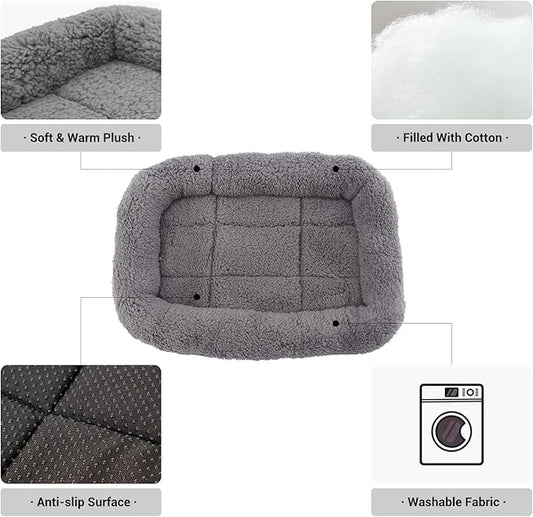 PETLESO Small Cat Bed Mat Plush Pet Cushion, 15" x 10" Cat Pad with Cozy Pillow Around for Indoor Pets, Pup Curl Sleep Self Warming Mat for Crate Carrier/Outdoor Pet Houses, Non-Slip Bottom, Small