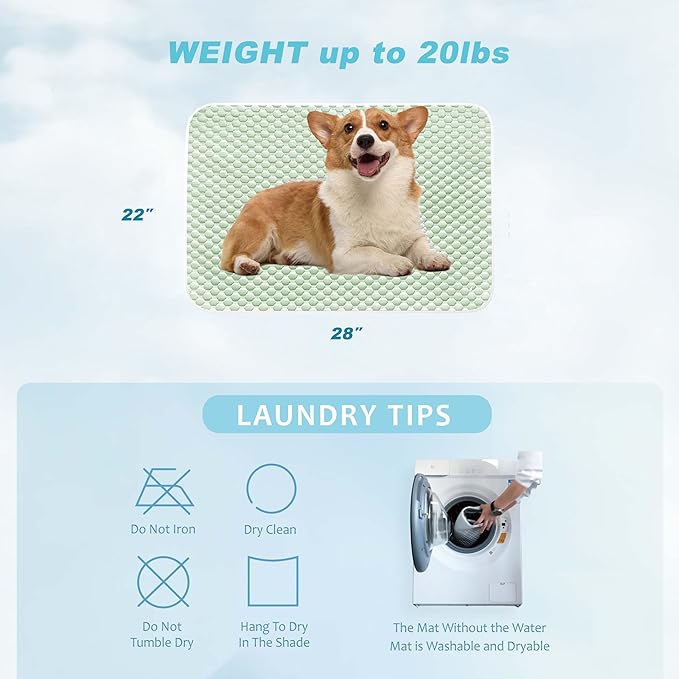 MICROCOSMOS Pet Cooling Mat & Sleeping Pad- Breathable Bubble Surface, EZ Clean. Keep Cooling for Pets, Kids and Adults in Summer.(Green, 28" x 22")