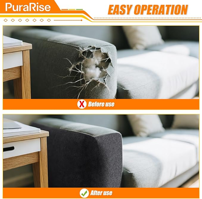 2PCS Cat Scratch Furniture Protector Mat DIY Self-Adhesive,39.3”X 15.8”,Includes Nano Adhesive and Fixing Nails (Gray),for Sofa, Walls, Floors,Cat Tree,Door, Durable & Pet-Friendly