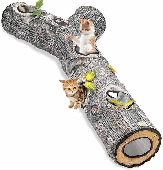 Fhiny Cat Tunnels for Indoor Cats, 3 Way Collapsible Cat Tubes and Tunnels with Peek Holes Interactive Toy Maze House Play Tunnel Puzzle & Hideaway for Cat Kitten Puppy Rabbit Guinea Pig Ferret