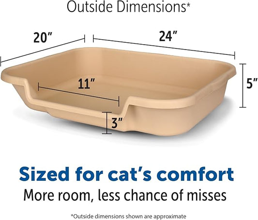 KittyGoHere Senior Cat Litter Box 2 Pack, Large Beach Sand Low Entrance Kitty Litter Box, Sized for Cats Comfort, Perfect for Senior and Arthritic Cats, Made in USA – Includes Long-Handle Jumbo Scoop