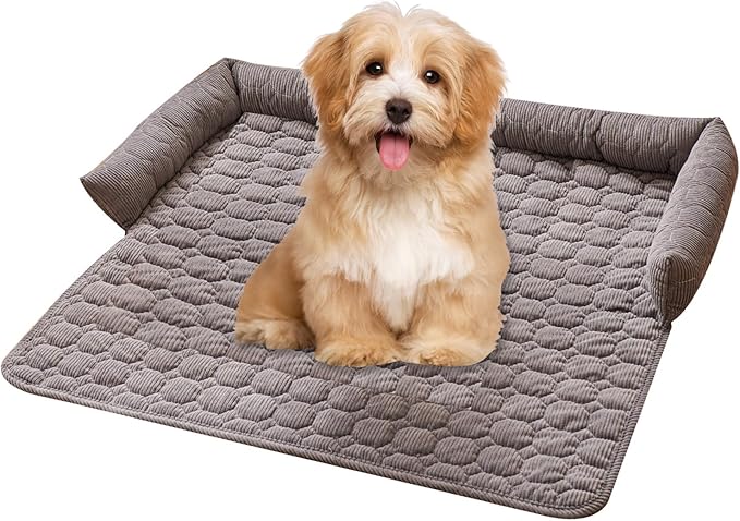 Dog Bed Mat - Washable Pet Furniture Protector with Anti-Slip Bottom for Small Dogs and Cats(Dark Gray)