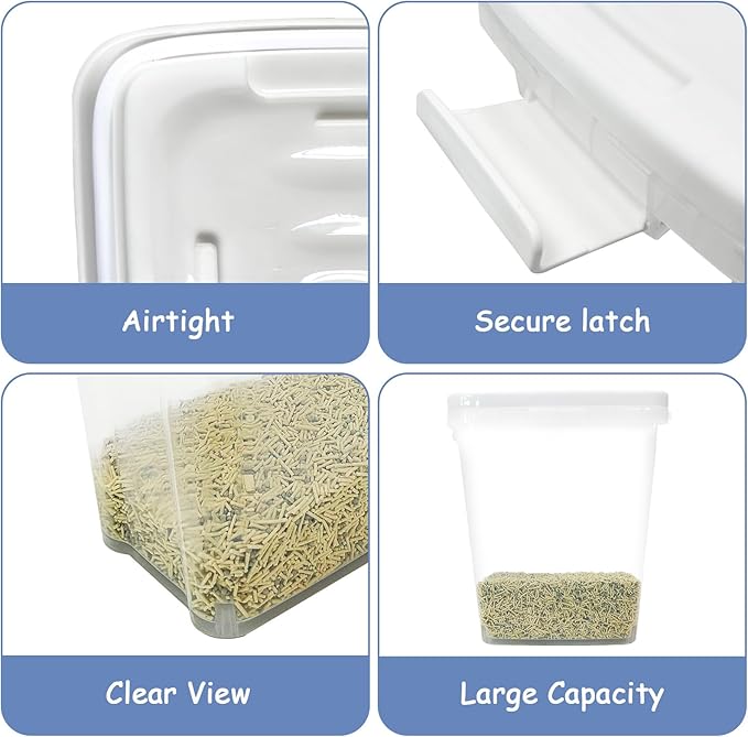2 Pcs Cat Litter Storage Container with Airtight Lid Cat Litter Storage Bin with Spout Sealable Heavy Duty Bucket