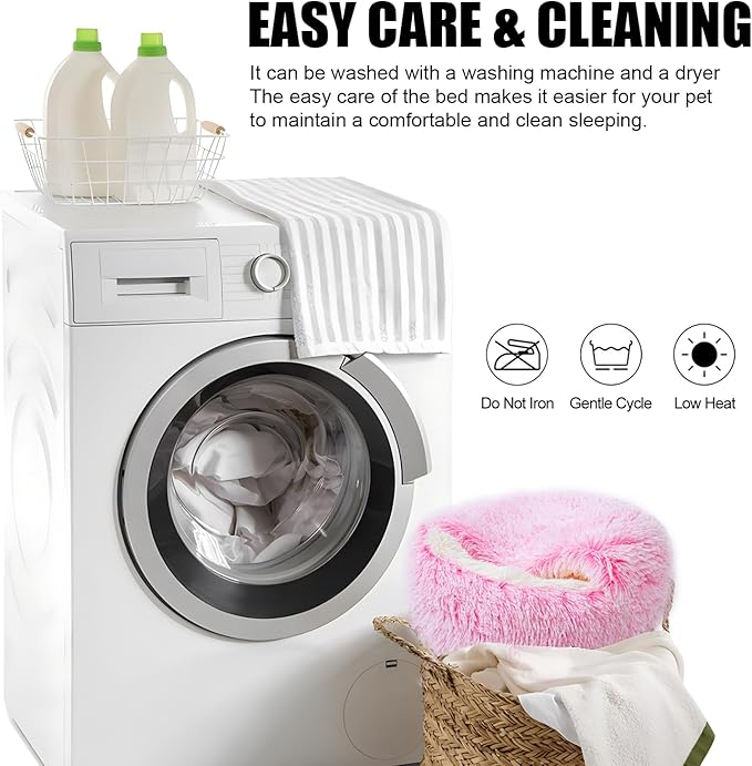 Cat Beds for Indoor Cats,Cat Cave for Puppy and Kitty,Calming Small Dog Bed for Small Dogs with Cover Cave,Cozy Warming Fluffy Washable Anti-Slip Pet Sleeping Bag (20 * 20inch,Pink)