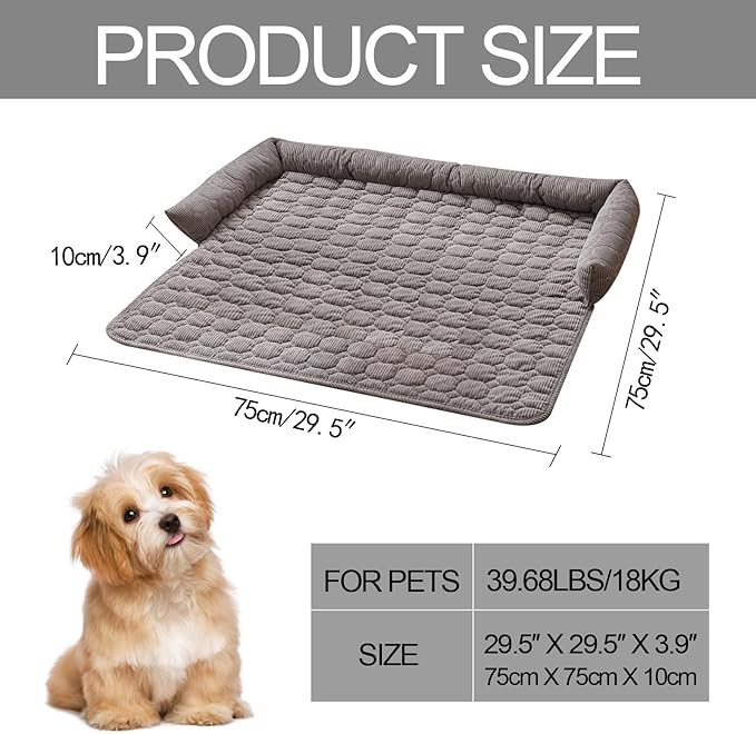 Dog Bed Mat - Washable Pet Furniture Protector with Anti-Slip Bottom for Small Dogs and Cats(Dark Gray)