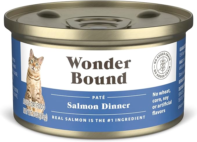 Amazon Brand - Wonder Bound Wet Cat Food, Pate, No Added Grain, (Salmon), 3 ounce (Pack of 24)