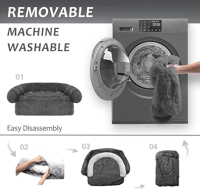 Tinaco Luxurious Calming Dogs/Cats Bed Mats, Dog Pad Washable Removable Couch Cover, Plush Long Fur Mat for Pets, Waterproof Lining, Perfect for Small, Medium and Large Dogs and Cats (Beige, 45"x37")