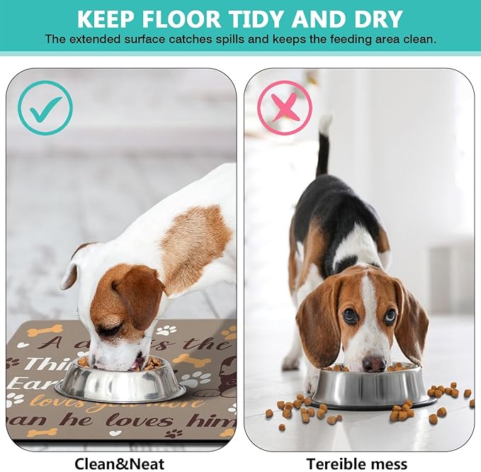 Pet Feeding Mat for Floors Waterproof Dog Mat for Food and Water Absorbent Quick Dry Non Slip mat for Cat Bowls
