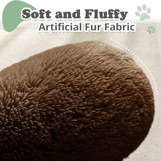 JOLLYVOGUE Dog & Cat Bed, Calming Anti-Anxiety Pet Bed for Small Dogs, Fluffy Donut Cushion for Small and Medium Pets (20")
