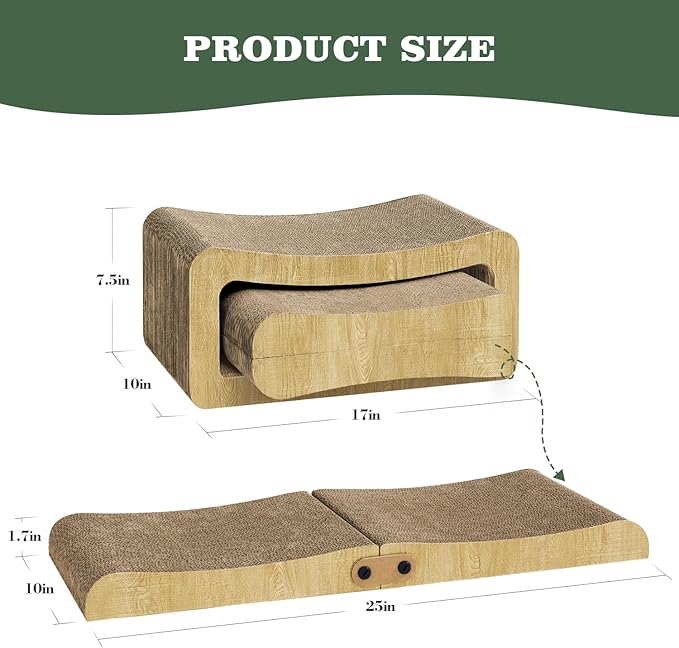 Cat Scratcher Cardboard 2 in 1 Cat Scratching Pad Multi-Functional Cat Scratch Board Furniture Scratcher Lounge Couch Bed for Indoor Cats Kitten to Play and Rest