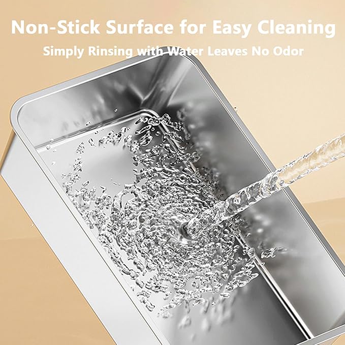 Stainless Steel Sifting Cat Litter Box with Lid,XL Metal Sifting Litter Box for Pine Pellets,High Sides Metal Litter Box System for Big Cats,Anti-Leakage,Easy Clean