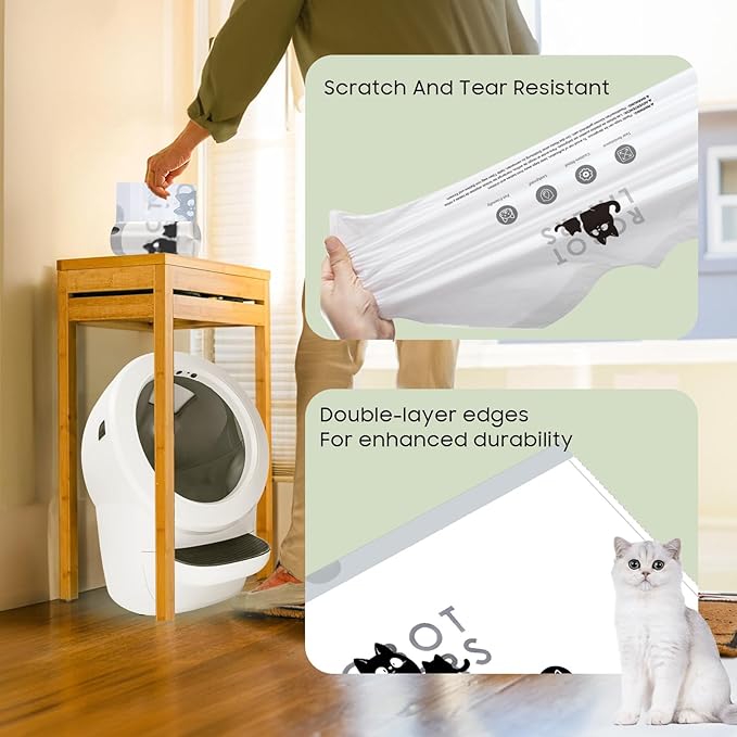 Cat Litter Box Robot 4 and 3 Waste Bags, 40 Pack Automatic Litter Box Bags, Thick Heavy Duty Cat Litter Box Liner Bags 25.2 X 15.7 IN