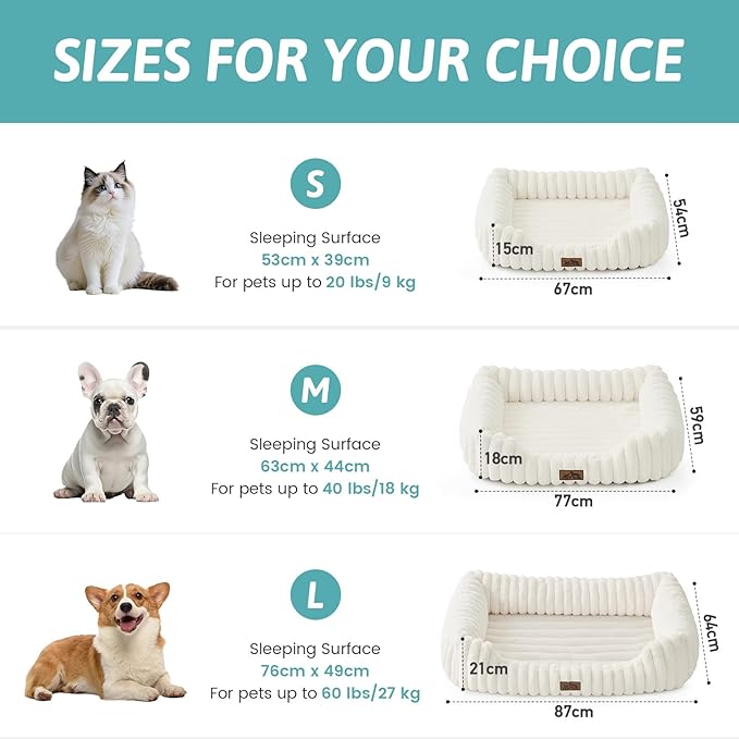 Orthopedic Dog Bed for Small Dogs & Medium Dogs - Washable Rectangle Pet Bed with Anti-Slip Bottom, Soft Calming Cat & Puppy Bed for Indoor Pets (30"x23"x7", Cream)