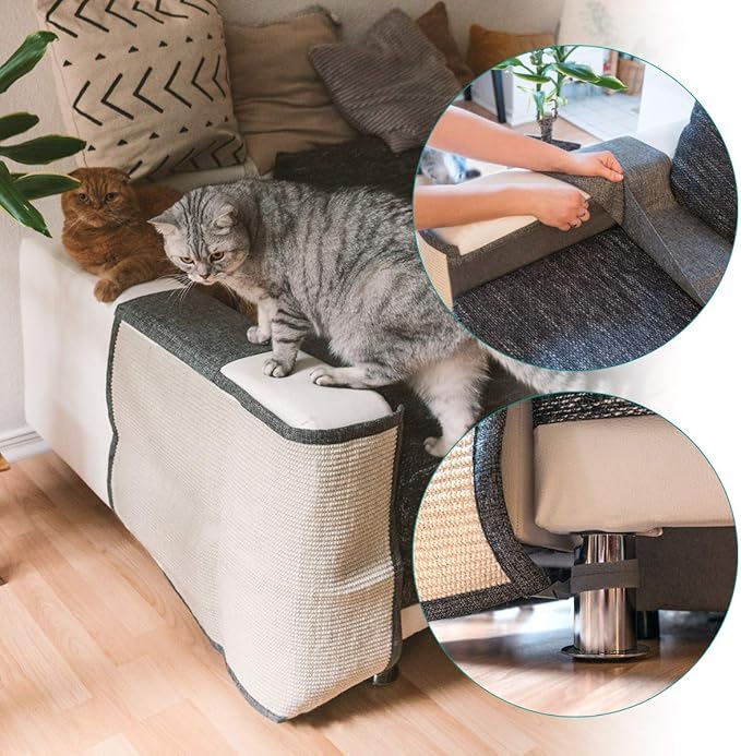 Navaris Cat Scratch Mat Sofa Protector - Natural Sisal Furniture Protector Scratching Pad for Cats - Scratch Carpet for Couch, Sofa, Chair
