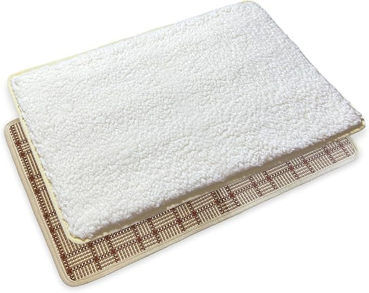 Replacement Pad for Dog Carrier Cat Carrier Pet Carrier, Plush and Rattan Mats, Double-Sided, Dog Bed Mat Crate Mat Kennel Pad 2-Pack 20" * 13"