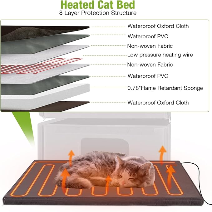 GUTINNEEN Heated Outdoor Cat House Insulated Weatherproof Outside Feral Cat Shelter for Winter with Heater and Insulated Liner Two Story, 28" L x 23" D x 34.4" H