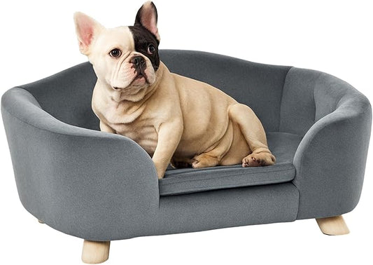 PawHut Dog Sofa, Pet Bed for Mini Dogs, Cat Dog Couch with Washable and Removable Cushion, Waterproof Cover, Gray
