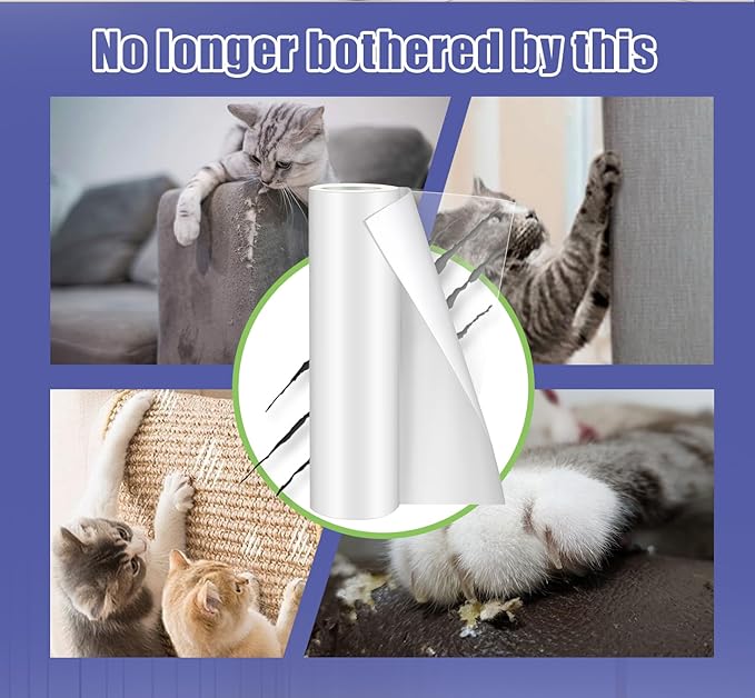 Cat Scratch Furniture Protector: Cat Anti Scratch Tape - Door Protector from Dog Scratching - Clear Training Self Adhesive Tape for Carpet, Sofa, Couch, Door(Transparent, 11.8" x 6.56FT)