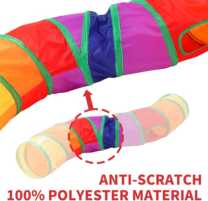 Coolcandy Cat Tunnel & Interactive Cat Toy Indoor, S-ShapeTunnel Toys for Indoor Cats, Collapsible Interactive Peekaboo Cave with Play Ball, for Multi-Way Play & Small Animals