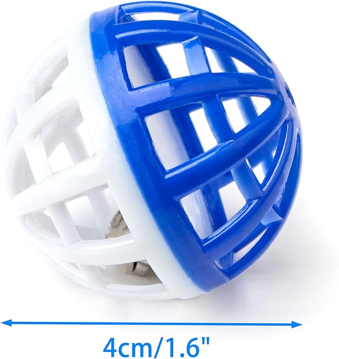 CHIWAVA 45PCS 1.6'' Cat Toy Ball with Bell Plastic Lattice Jingles Balls Kitten Chasing Pounce Rattle Toy Assorted Color