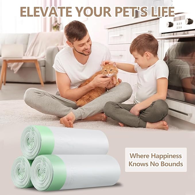 60 Count Self Cleaning Litter Box Bags Liner, Extra Thick Easy to Clean Automatic Cat Litter Box Waste Bags with Drawstring -22" x 13"