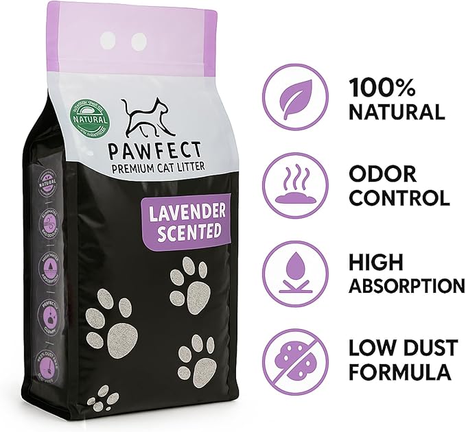 Lavender Scented Cat Litter – 9.6 lb / 5L, Fast Clumping, Natural Odor Absorption, Lightweight Formula, Made with Turkish White Bentonite
