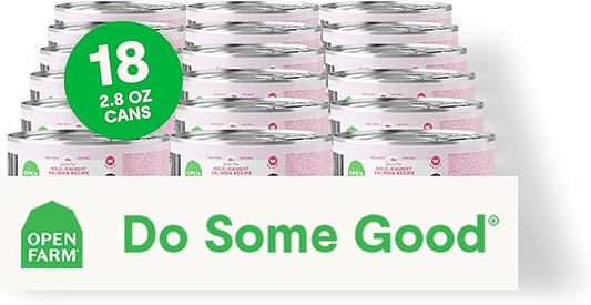 Open Farm Canned Cat Food, Paté for Complete & Balanced Nutrition, Grain-Free and Legume-Free Wet Cat Food, Salmon Recipe, 2.8oz Cans (Case of 18)