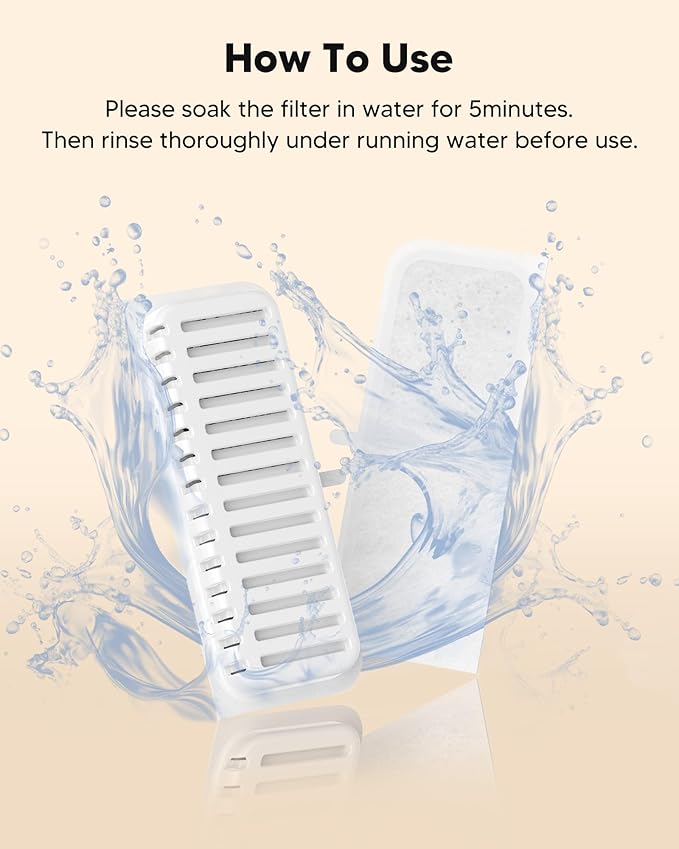 Pet Water Fountain Filters, Compatible with Kenida 8L/270oz Stainless Steel Dog Water Fountain,10 Filters with 2 Sponges Replacement Set, Multi-Filtration System