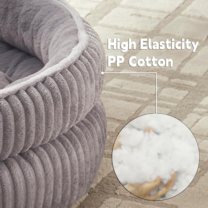 Cat Beds for Indoor Cats,Kitten Bed,Dog Bed for Small Dogs Breeds,Puppy Kennel Bed, Comfy Durable Pet Sleeping Bed, Washable Roun Cat Beds & Non-Slip Bottom, Gray 20" L x 20" W x 8" Th