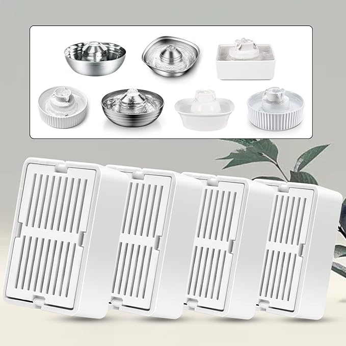 Cat Water Fountain Filters, 8 Carbon Filters& 2 Foams Filters with Holders, Pet Water Fountain Filters