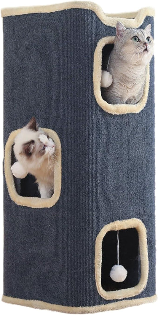 Cat House for Indoor, Multi-Level Cat Condo Foldable Cave Bed (3-Level)