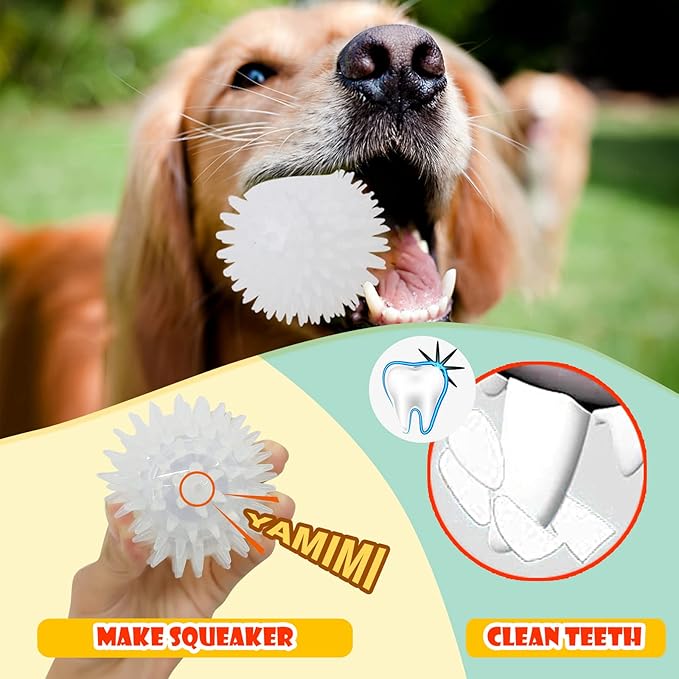 DKING 3Pack Squeaky Dog Balls,2 in1 Funny Puppy Ball Toys,Birthday Dog Toy for Small Medium Dogs (Animal Ball)