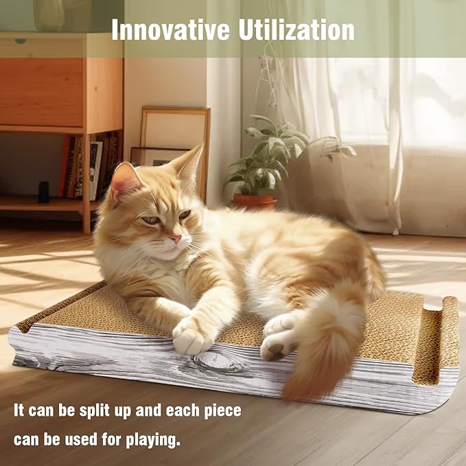 Foldable Cat Scratching Board Triangle Scratcher Cardboard Cat Scratch Pad 6 Usable Sides Cat Scratcher for Indoor Cat Vertical Cat Board Pads Cat Scratching Post