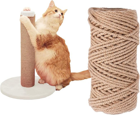 Nature Hemp Rope,sisal rope for cat scratcher,rope for cat scratch post,cat scratching post replacement,Cat Scratcher Replacement Rope Heavy Duty Jute Twine for Cat Tree and Tower, DIY (1/4inch,100FT)