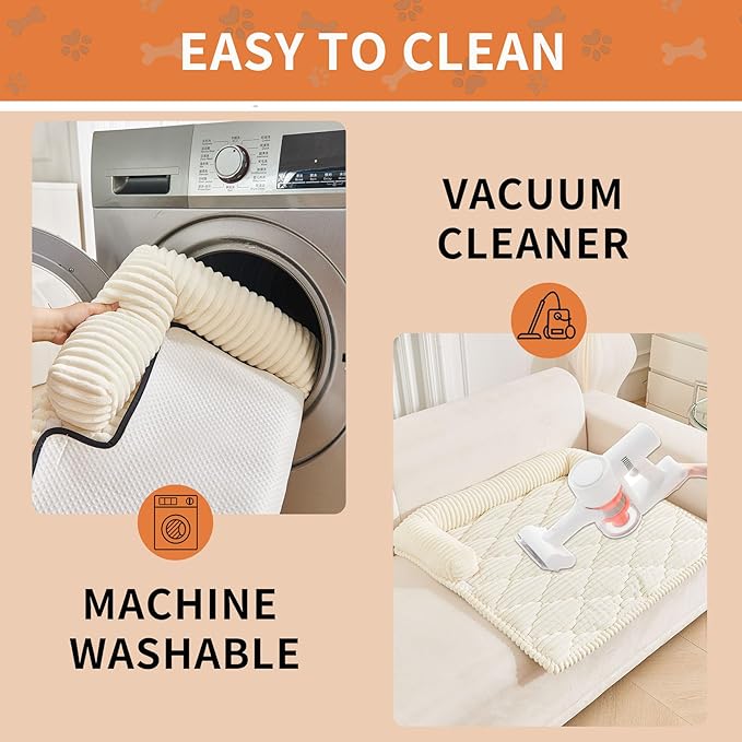 HAOMAIJIA Dog Couch Bed for Large Dogs, Non Slip Pet Couch Covers for Sofa Thick Soft Washable Dog Couch Cover Protector All Seasons Universal Dogs and Cats Bed Mat (Off White, X-Large)