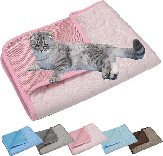 Kittra Cooling Mat for Cats Dogs, 3 Layer System Instant Cool Non Slip Kittra Pad, Washable Cooling Bed for Cats, Protect Your Cat from Silent Heat Danger (Pink,XL: 40" x 30")