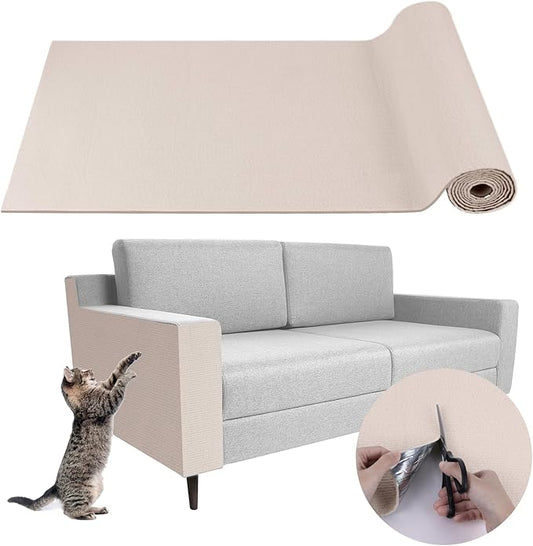 Climbing Cat Scratcher Mat Trimmable Cat Scratching Post Carpet 78.7’’x15.8’’ Self Adhesive Carpet Mat Pad Replacement for Cat Tree Shelves Post Couch Wall Furniture Steps DIY Protector (Cream White)