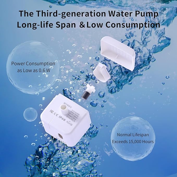 Cat Water Fountain Stainless Steel Lid, 3L/101oz Pet Water Fountain, Dog Waterer with Quiet Pump and 4-Layer Filtration for Cats and Dogs