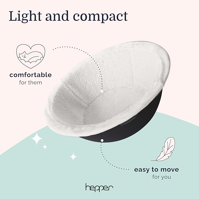 Hepper Cat Nest - Washable Cat Bed with Removable Fluffy Fleece Liner - Cozy Comfy Calming Cat Bed Round Shape - Cat Warming Bed - Donut Cat Bed Desk Ready - Small Cat Bed for Indoor Cats (Grey/White)