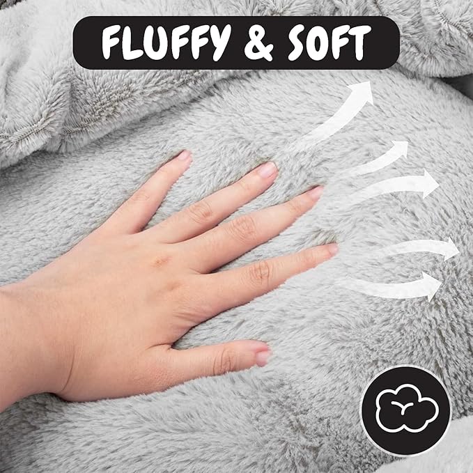 Soft Pet Bed for Small Dogs with Attached Blanket Cozy Donut Cuddler Anti-Anxiety Hooded Calming Orthopedic Round Puppy Washable Beds for Dogs and Cats (23" L x 23" W x 6" H)